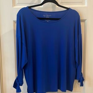 Chico’s Royal Blue Size 2 (12/14) 3/4 Raglan Sleeve with grommet bow.